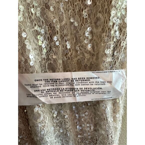 Dress the Population Sequin Knitted Embroidered Floral Lace Dress in Beige Size - Picture 11 of 11